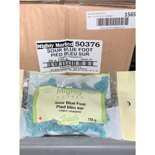 CASE LOT - Mighty Marked Sour Blue Foot Candy 20 x 135g