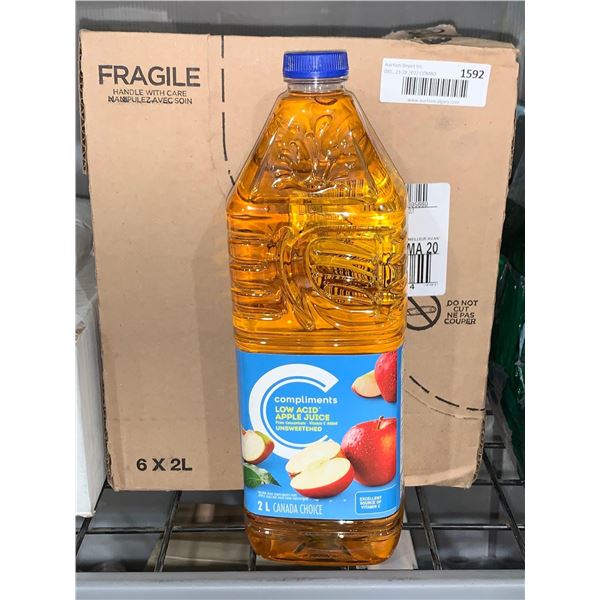 CASE LOT - Compliments Low Acid Apple Juice Unsweetened 6x2L