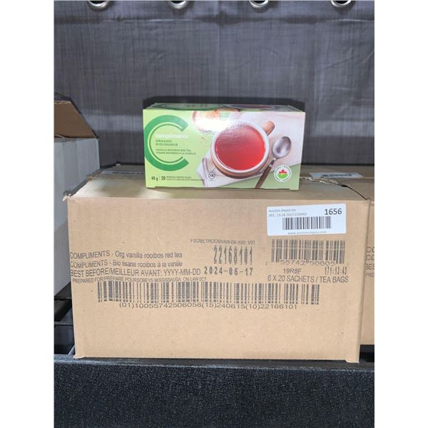 Case Lot - Compliments Organic Vanilla Rooibos Red Tea 6x20 tea bags