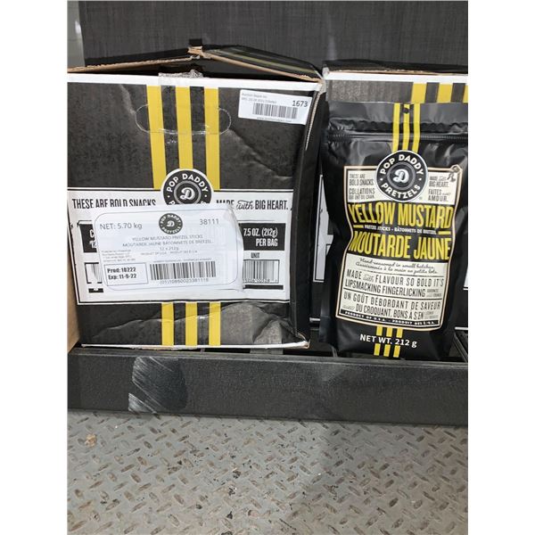 Case Lot - Pop Daddy Yellow Mustard Pretzel Sticks 12 x 212g