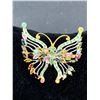 Image 1 : Lot of 2 Butterfly Broaches with Natural Tourmaline & Emerald 14.35 Carat Stones set in .925 silver 