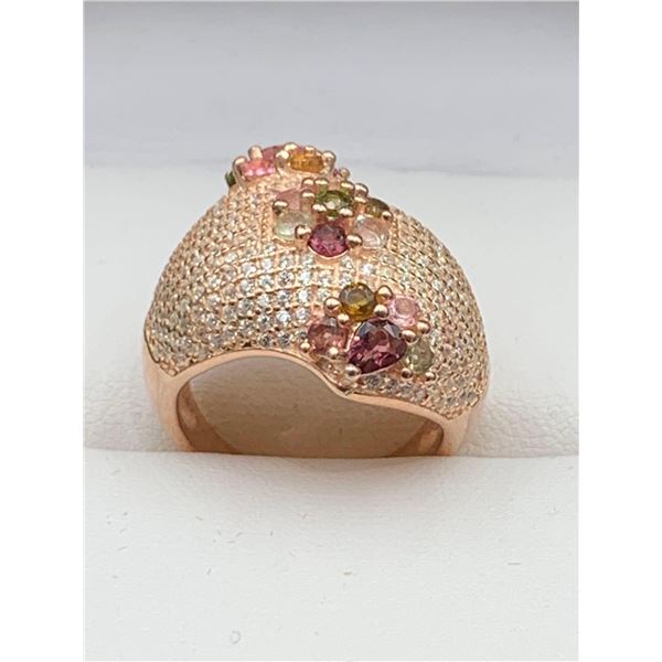 Ladies 9,88 Carat Natural Multi color Tourmaline Gemstone Ring - with certificate valued at $1300