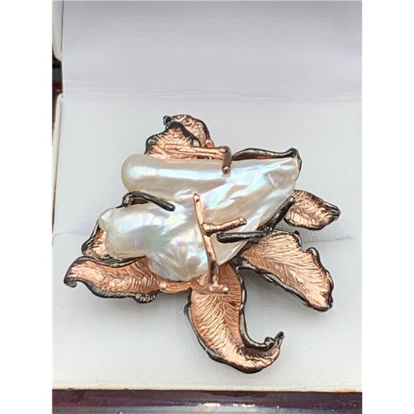 Natural Baroque Shape 26 Carat Pearl Ring Set in .925 Silver - with certificate valued at $1800.00