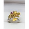 Image 1 : Ladies Crafted .925 Silver Dragon Ring with 1.00 Carat Garnet Marquis Cut Solitaire - with certifica