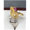 Image 4 : Ladies Crafted .925 Silver Dragon Ring with 1.00 Carat Garnet Marquis Cut Solitaire - with certifica