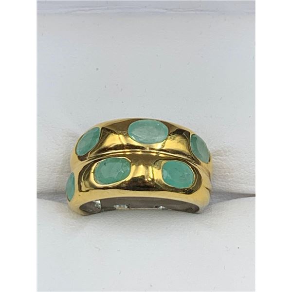 Natural 3.2 Carat Oval cut Emeralds Ladies .925 Silver Ring - with certificate valued at $1100.00