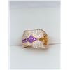 Image 1 : Ladies Amethyst & citrine Floral Gemstone 3.00 Carat Ring - with certificate valued at $1500.00
