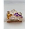 Image 3 : Ladies Amethyst & citrine Floral Gemstone 3.00 Carat Ring - with certificate valued at $1500.00