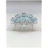 Image 1 : Blue Topaz 11.85 Carat Oval Cut Cluster Stones .925 Silver ladies Ring - with certificate valued at 