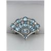 Image 2 : Blue Topaz 11.85 Carat Oval Cut Cluster Stones .925 Silver ladies Ring - with certificate valued at 
