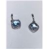 Image 1 : Ladies Blue Topaz and Diamond Earring Set, .925 Silver with certificate of Authenticity