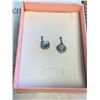 Image 2 : Ladies Blue Topaz and Diamond Earring Set, .925 Silver with certificate of Authenticity