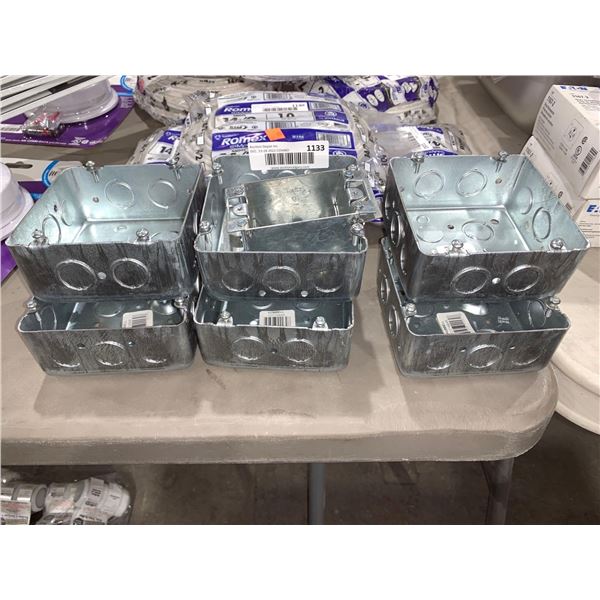 Lot of 6 - 4 11/16" Junction boxes and 1 East in Box