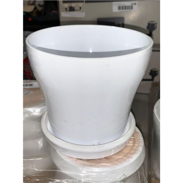 Ceramic White Plant Pots base attached approx 5 1/2" LOT of 8