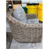 Image 2 : Allen + Roth Wicker Swivel Dining Chair with Grey Cushions