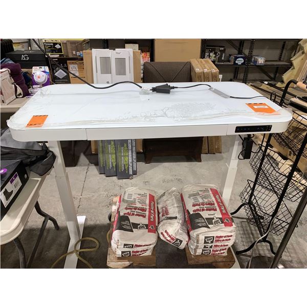 White Smart Table -Electric Adjustable Height with USB & Type C Charge Ports