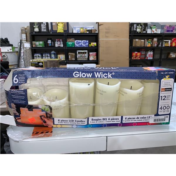 Glow Wick 6 Pc Battery Operated LED Candles
