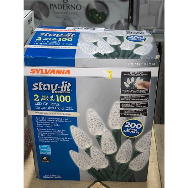 Sylvania Stay Lit Holiday Lights - White 2 Sets of 100 Lights