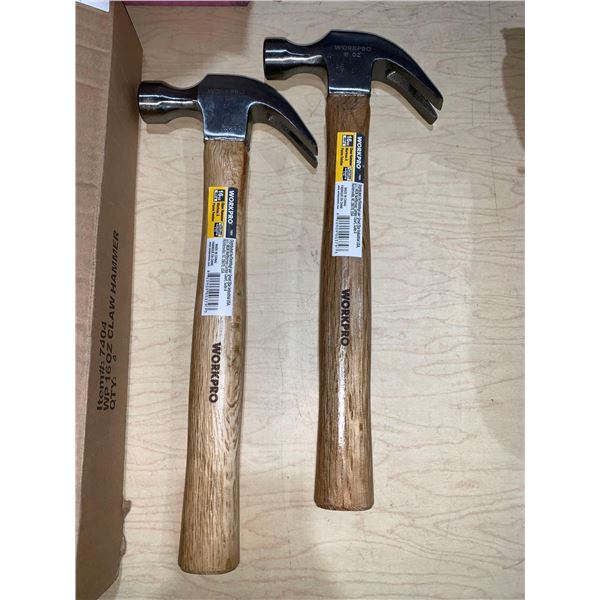 Lot of 2 Workpro 16 oz Claw Hammer - with Wooden Handle