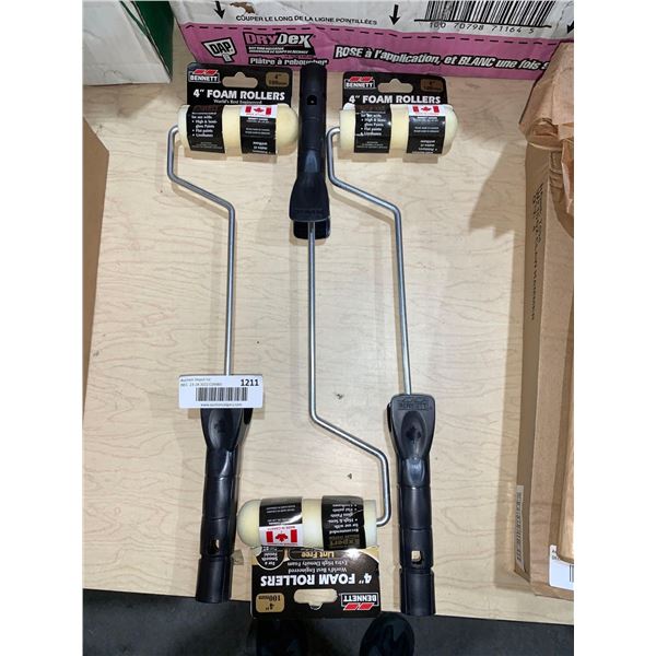 Lot of 3 Bennett 4" Foam Roller Brushes