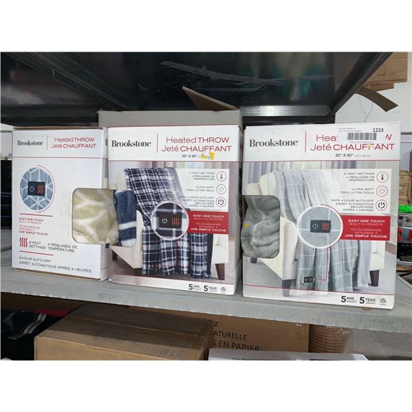 Lot of 3 Brookstone Heated Throws