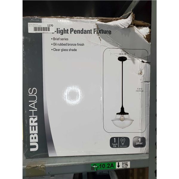 1-Light Pendant Fixture Oil Rubbed Bronze Finish