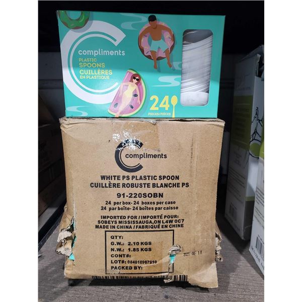Compliments White Plastic Spoons 24 boxes/ 24 per box