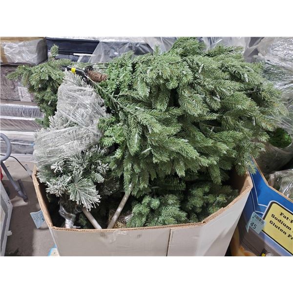 Pallet Lot Assorted Artificial Christmas Trees & Yard Deer