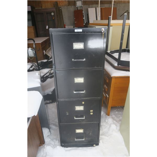 4 Drawer Metal Filing Cabinet Black - 27x19x52H"