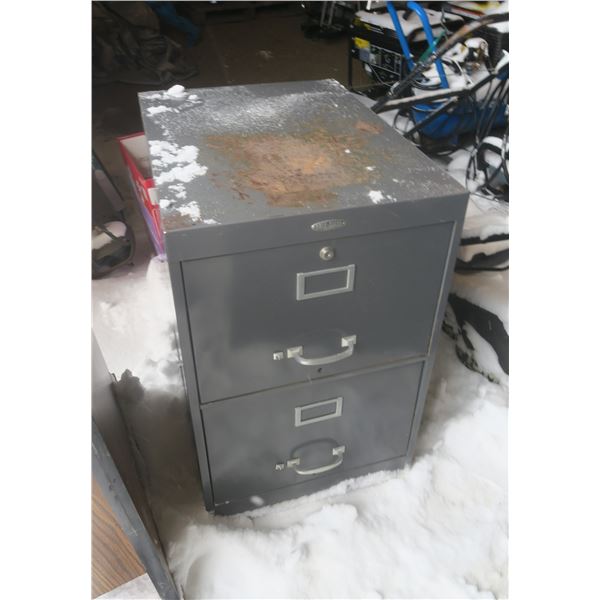 2 Door Grey Metal Filing Cabinet 26x18x28H"