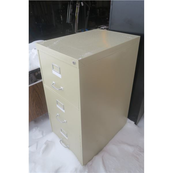 3 Door Off-White Metal Filing Cabinet - 28x18x41H"