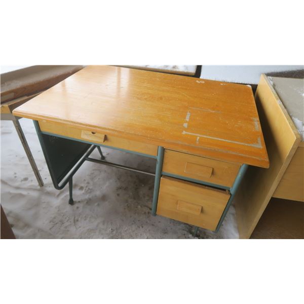 Single Pedestal Metal Frame Desk - 42x30x31H"