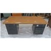 Image 1 : Metal Office Desk w/ Wood Board Top - 30x60x30H"