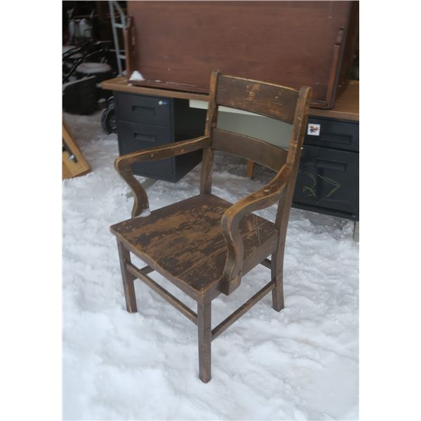 Antique Wood School Chair