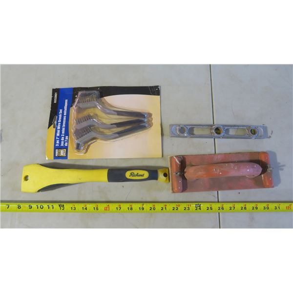Hand Sander, Scraper, Wire Brushes and Level