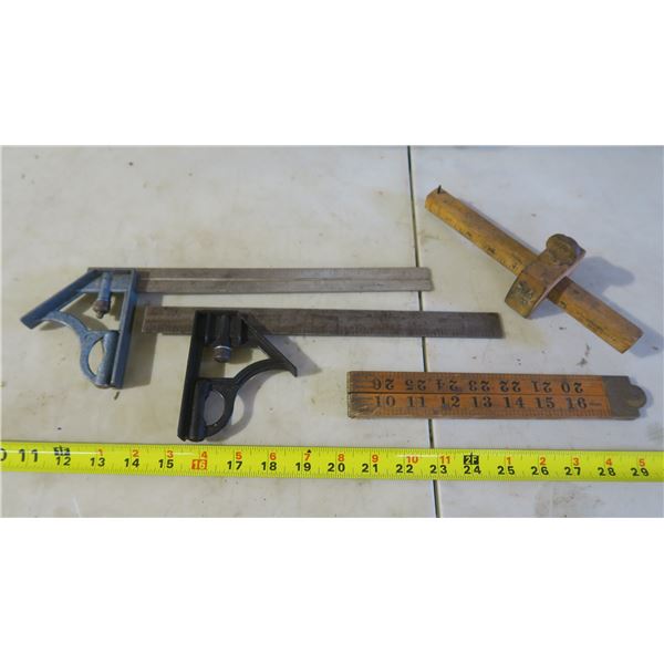 3 Right Angle Tools, Folding Ruler and Measuring Tool