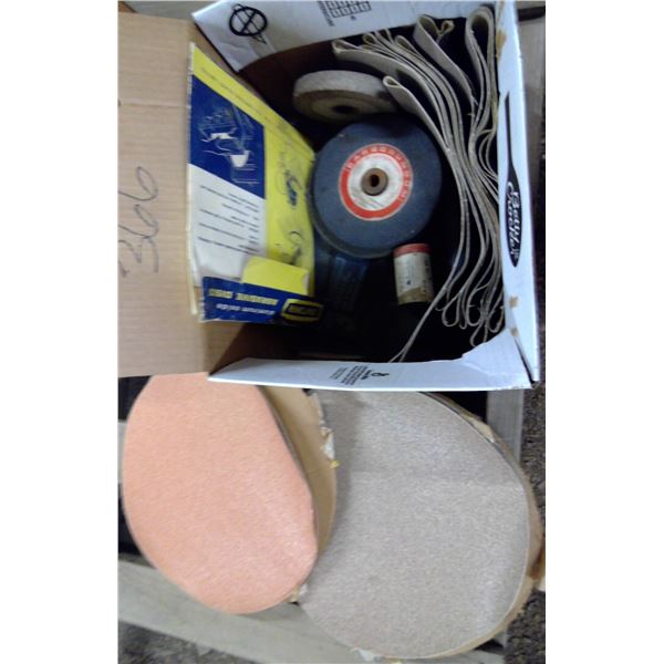 12"/8" sanding disks and glue, 4" X 24" Sanding belts, 6" X 1" grinder stones