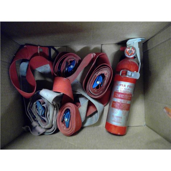 2 sets of booster cables (12') 4 tie down straps, dry fire extinguisher