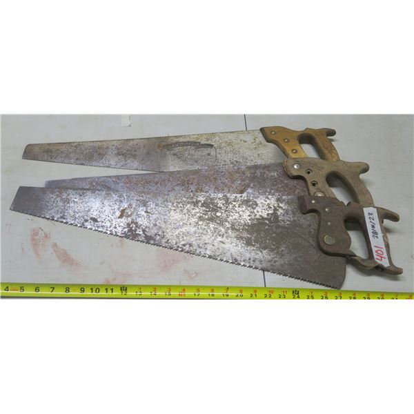3 Carpentry Saw w/ Wood Handles - Vintage/Antique