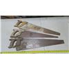 Image 3 : 3 Carpentry Saw w/ Wood Handles - Vintage/Antique