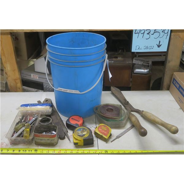 Assortedment of Tools - Drill Bits, Tape Measures, Sockets, Files, Etc.