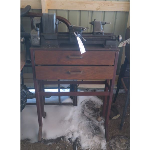 Small Lathe on Wooden Stand w/ Motor