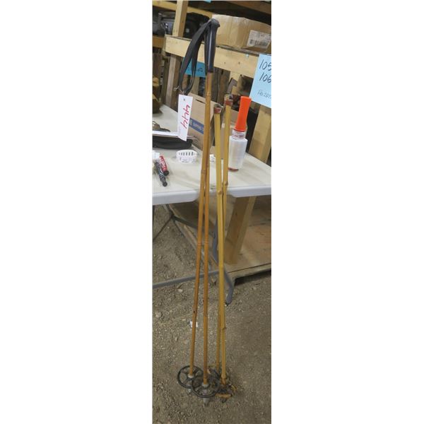 2 Sets of Bamboo Poles for Skiing