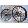 Image 1 : 2 Antique metal wheels (1 is 25" diameter. 1 is 29.5" diameter)
