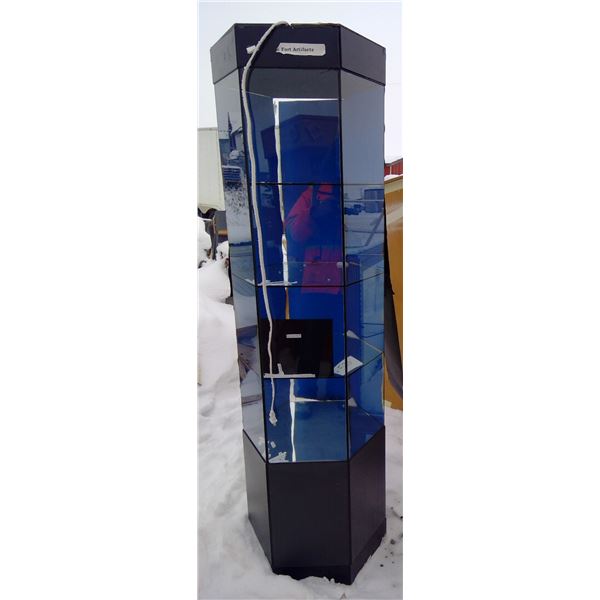 6 sided glass display case 73 inches high