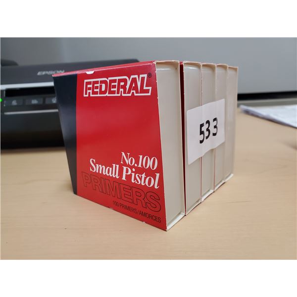 500 no. 100 small pistol primers (PAL required, CANNOT ship)
