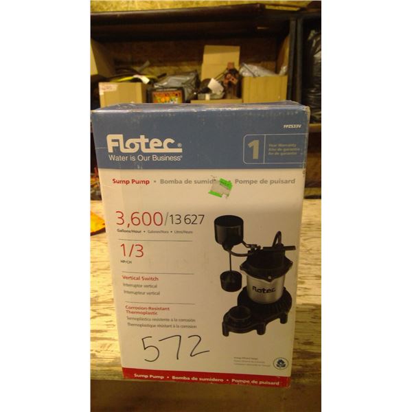 Flotec 1/3 HP sump pump ( new)