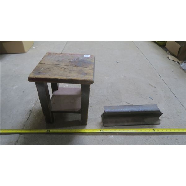 Vintage Step Stool and Piece of Railroad