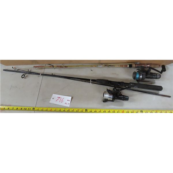 2 Fishing rods (SouthBend Infinity 6ft 2pc spinning rod, Quantum Model-Predator QP40 2pc rod)