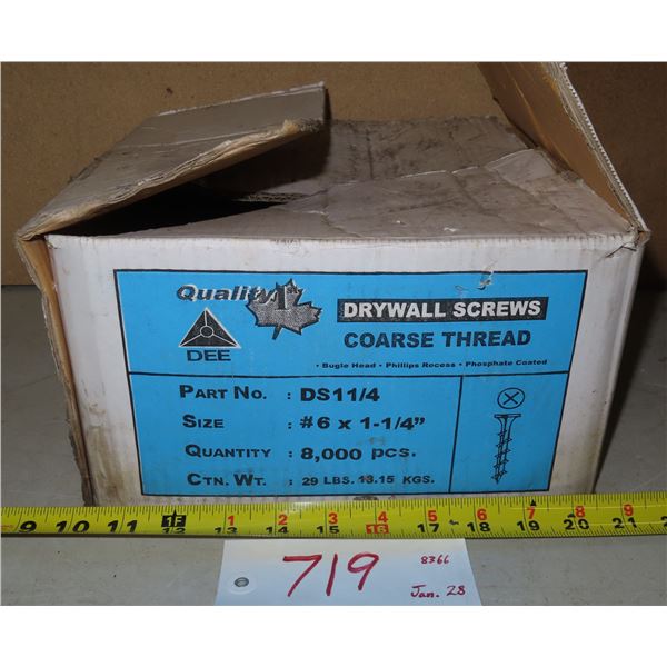Box of Drywall Screws (Coarse Thread) Size: #6 x 1-1/4"